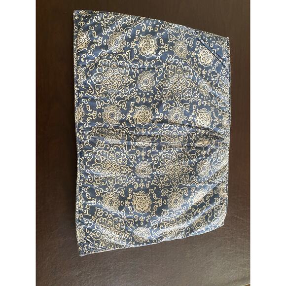 Nobility 3-Pc Blue Paisley Ruffle & Patchwork Floral Pillow Sham Set Cotton - Picture 4 of 12